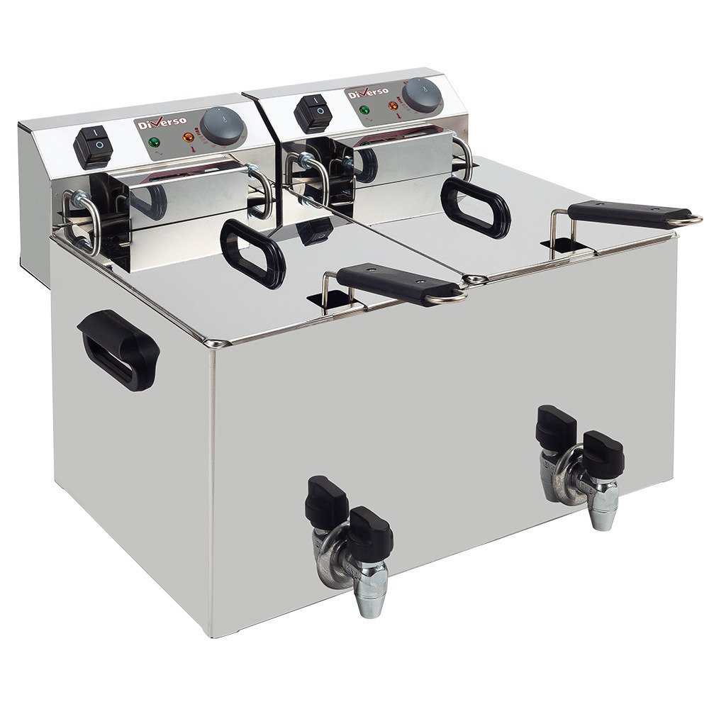 WR-EF20-S2 | Elektrische friteuse tafelmodel 2x 10 liter + aftapkraan