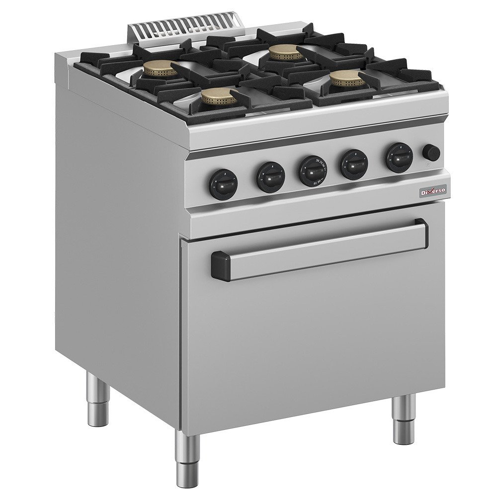 WR-G4BF-F1 | Fourneau gaz 4 feux vifs, sur four gaz GN 2/1