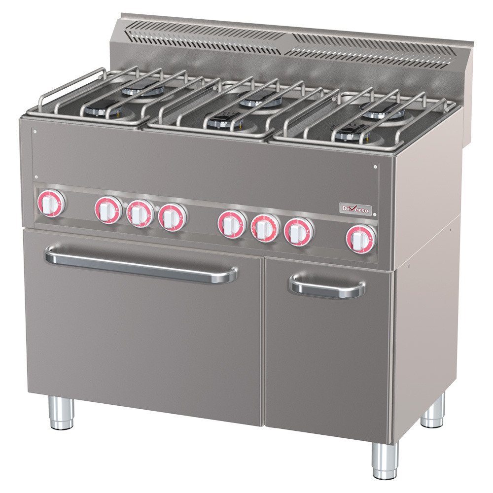 WR-G6CF-21 | Fourneau 6 feux sur four à convection GN1/1 et armoire neutre