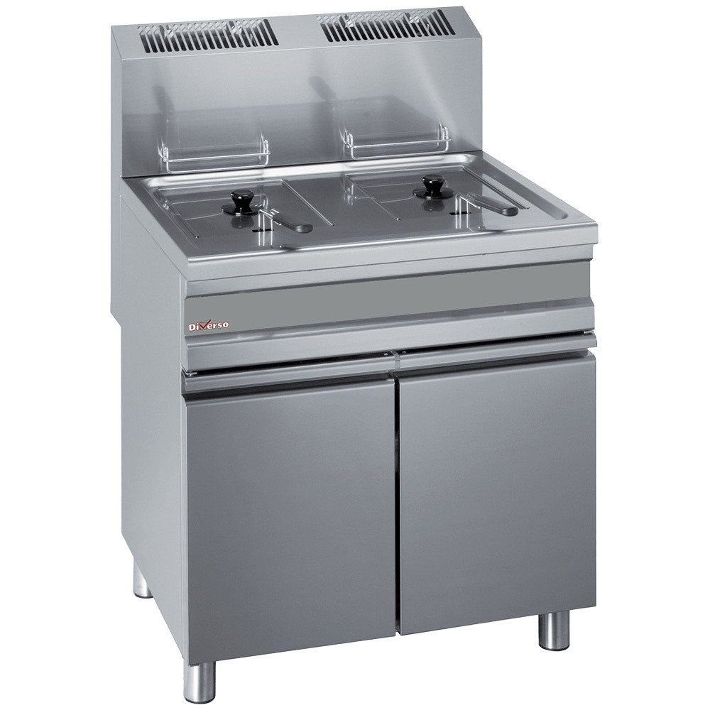 WR-GF30-G2 | Friteuse gaz 2 cuves 15 litres sur armoire
