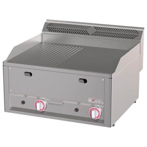 WR-GPMD-25 | Plaque de cuisson double, 1/2 lisse 1/2 rainurée, gaz, -Top-