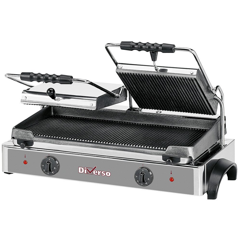 WR-GR82-62 | Elektrische panini grill DUBBEL, geribde platen