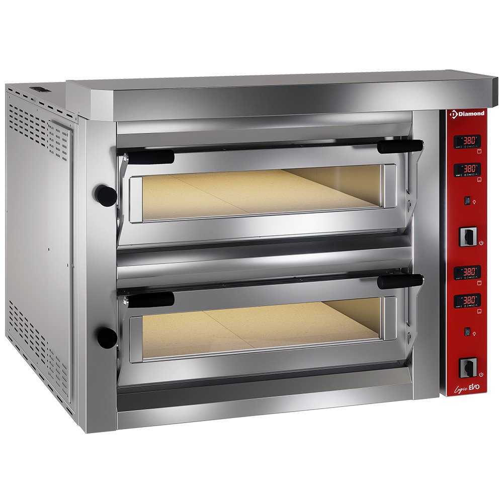 LFD-08-LX | Elektrische pizzaoven, 2x 4 pizzas 350mm - FULL vuurvaste steen