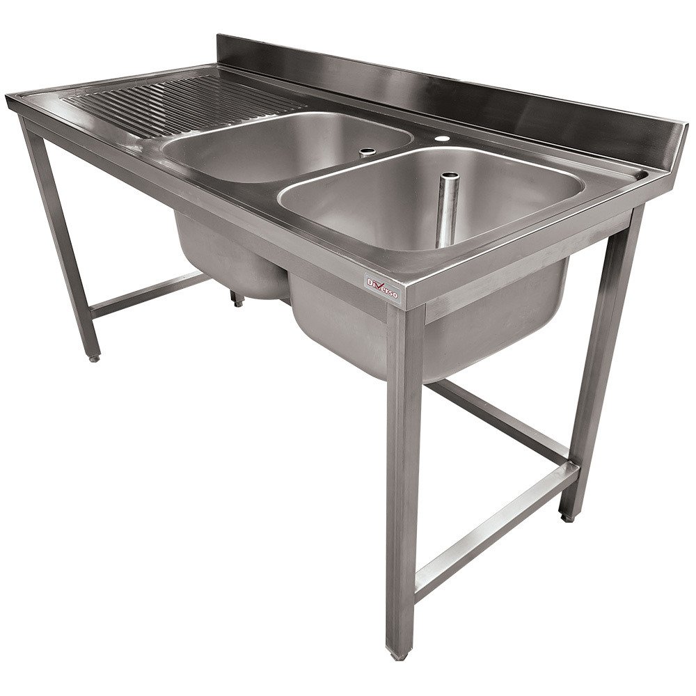 WR-C2E1-6G | Plonge inox ECO 2 cuves égouttoir gauche, sans tablette inférieure