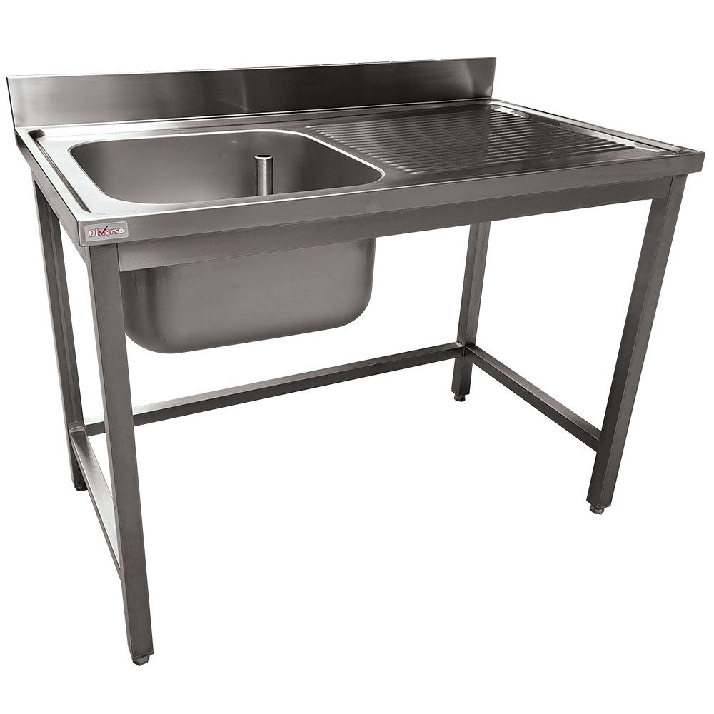 WR-E1C1-4D | Plonge inox ECO 1 cuve égouttoir droite, sans tablette inférieure