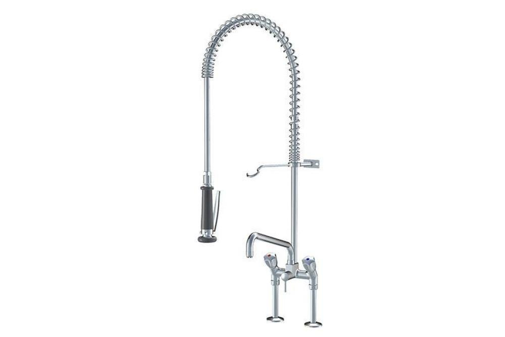 LKK-2230-000 | DUBBELGATS VOORSPOELDOUCHE VERHOOGD INCL. TUSSENKRAAN - TAFELMODEL