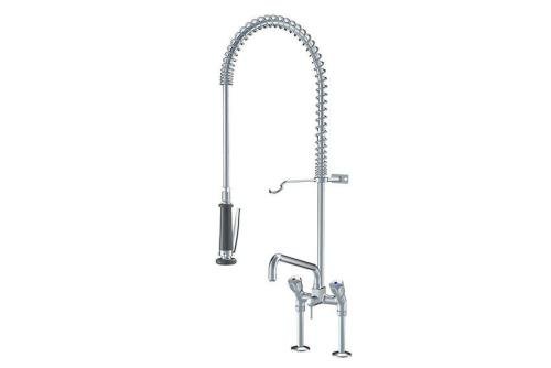 LKK-2230-000 | DUBBELGATS VOORSPOELDOUCHE VERHOOGD INCL. TUSSENKRAAN - TAFELMODEL