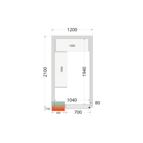 CR 120x210x212 NF Koelcelpanelen 80 mm - zonder vloer