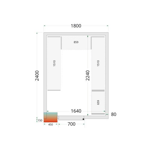 CR 180x240x220 Panneaux de chambre froide 80 mm