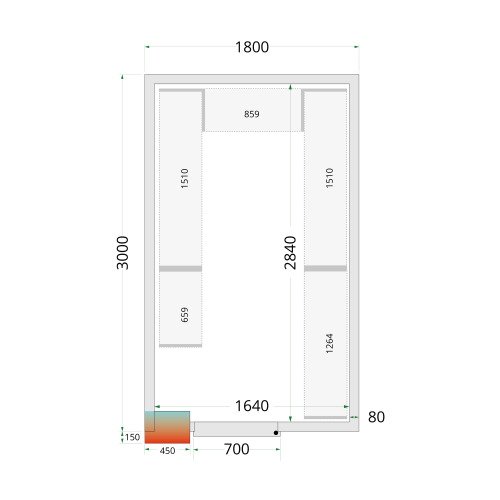CR 180x300x220 Koelcelpanelen 80 mm