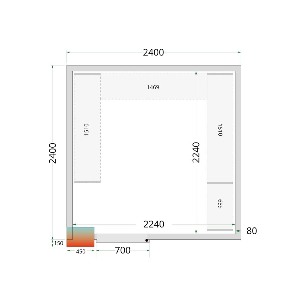 CR 240x240x220 Koelcelpanelen 80 mm