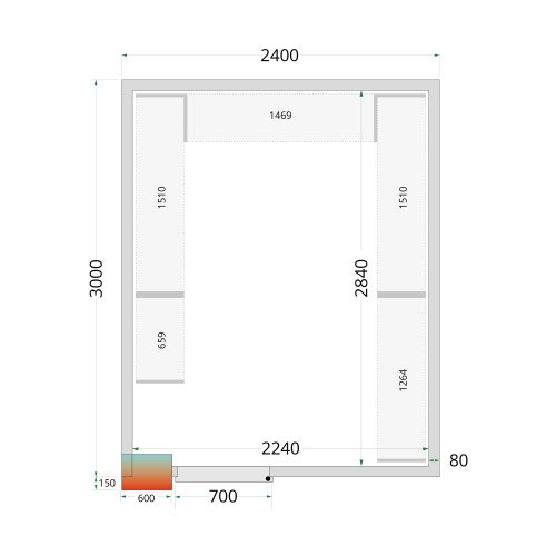 CR 240x300x220 Panneaux de chambre froide 80 mm
