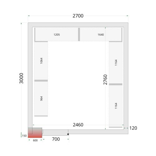 CR 270x300x212 NF Koelcelpanelen 80 mm - zonder vloer