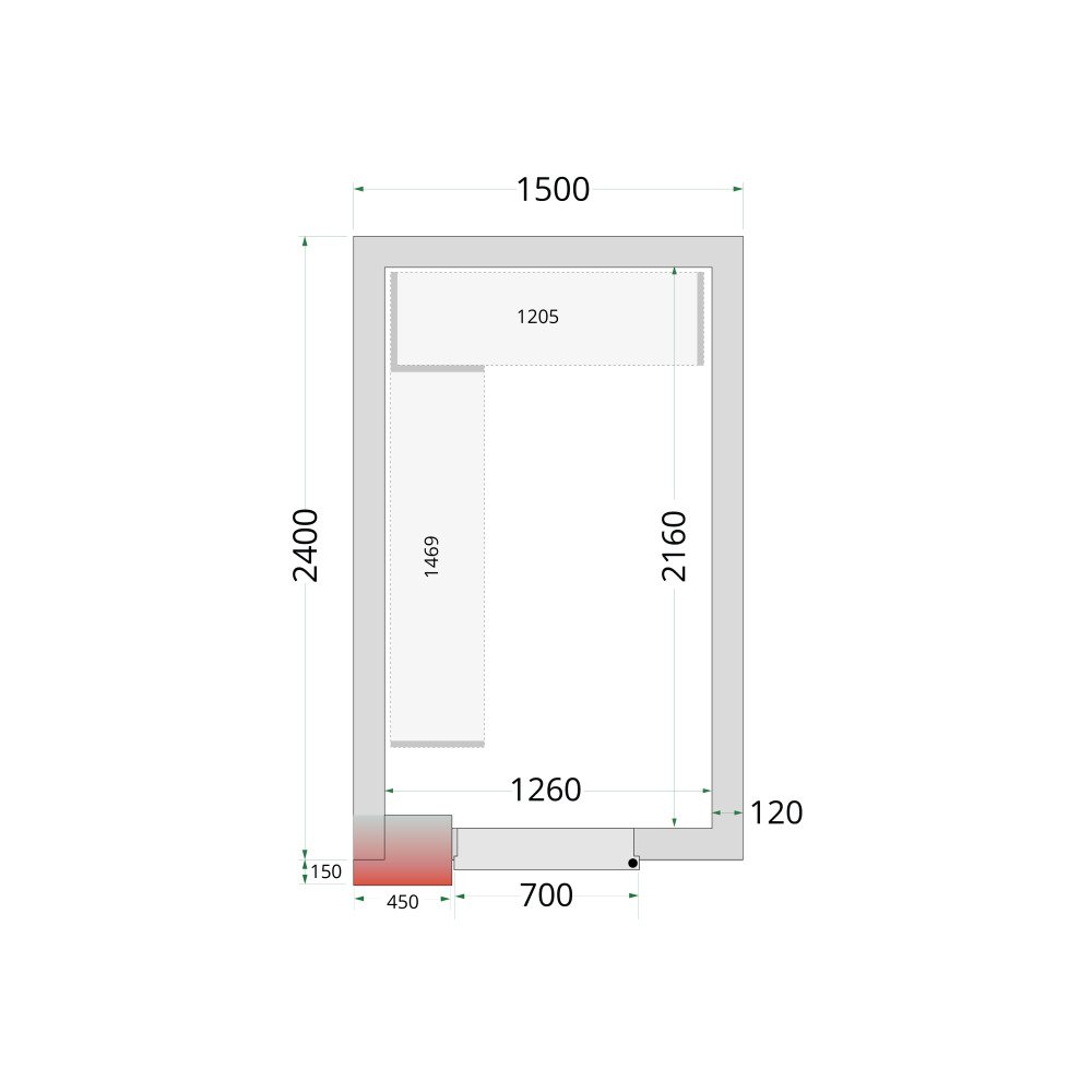 CR 150x240x220 Panneaux de chambre congélation 120 mm