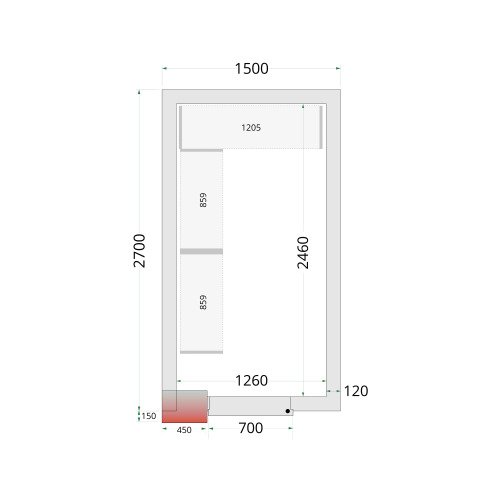 CR 150x270x220 Panneaux de chambre congélation 120 mm