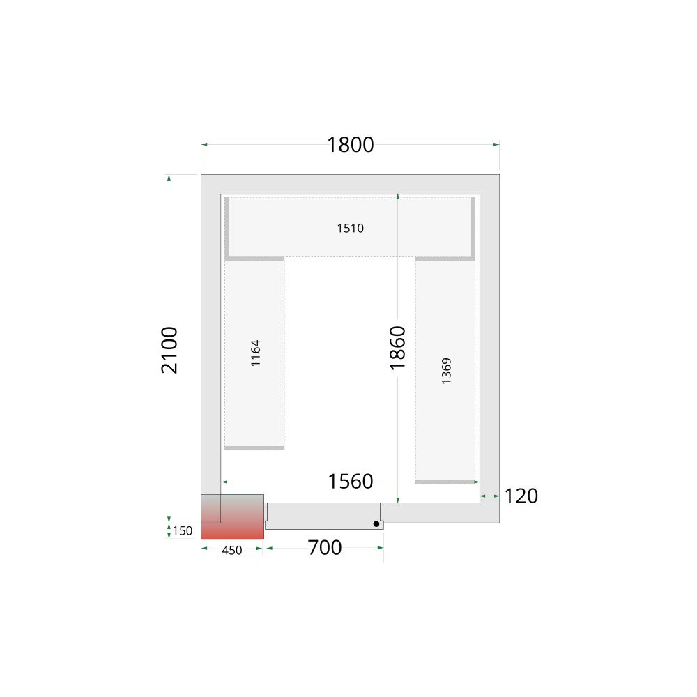 CR 180x210x220 Panneaux de chambre congélation 120 mm