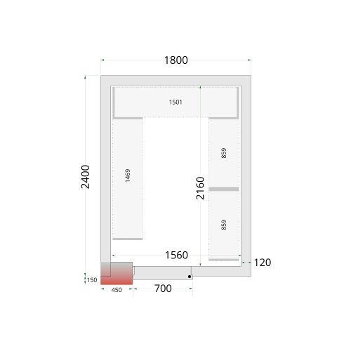 CR 180x240x220 Vriescelpanelen 120 mm