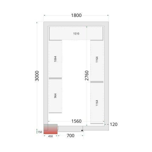 CR 180x300x220 Vriescelpanelen 120 mm