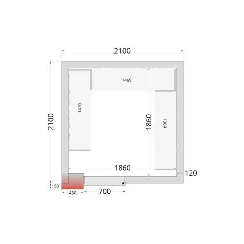 CR 210x210x220 Panneaux de chambre congélation 120 mm