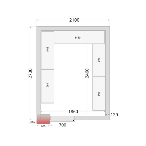 CR 210x270x220 Panneaux de chambre congélation 120 mm