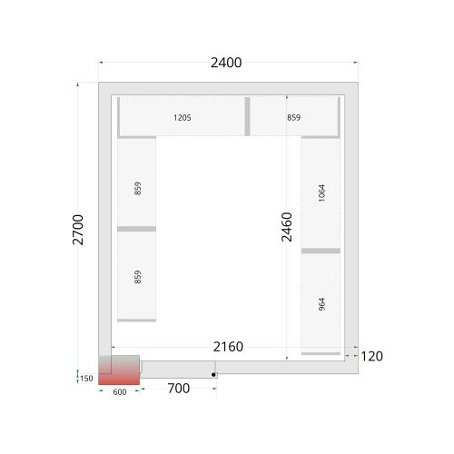CR 240x270x220 Panneaux de chambre congélation 120 mm