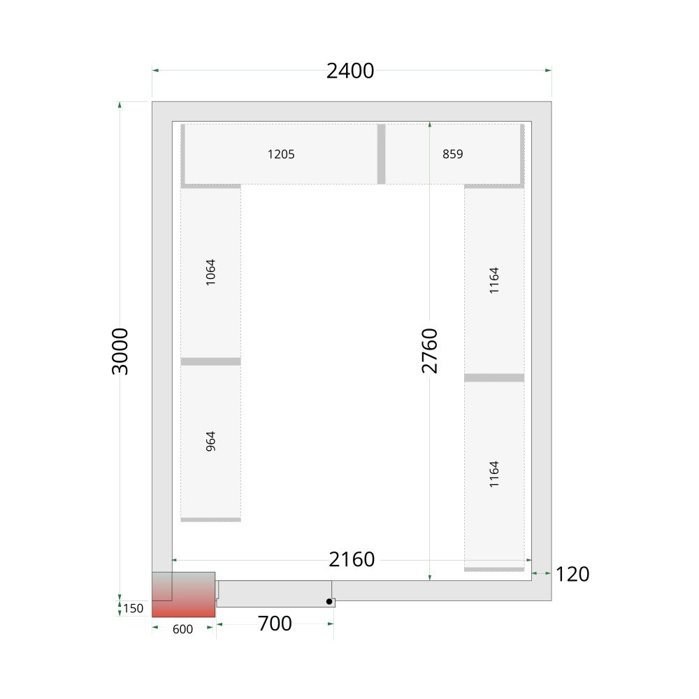 CR 240x300x220 Panneaux de chambre congélation 120 mm