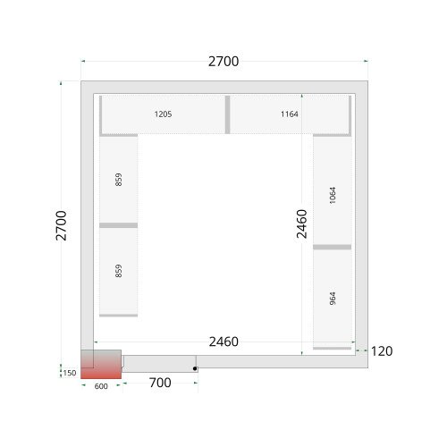 CR 270x270x220 Vriescelpanelen 120 mm