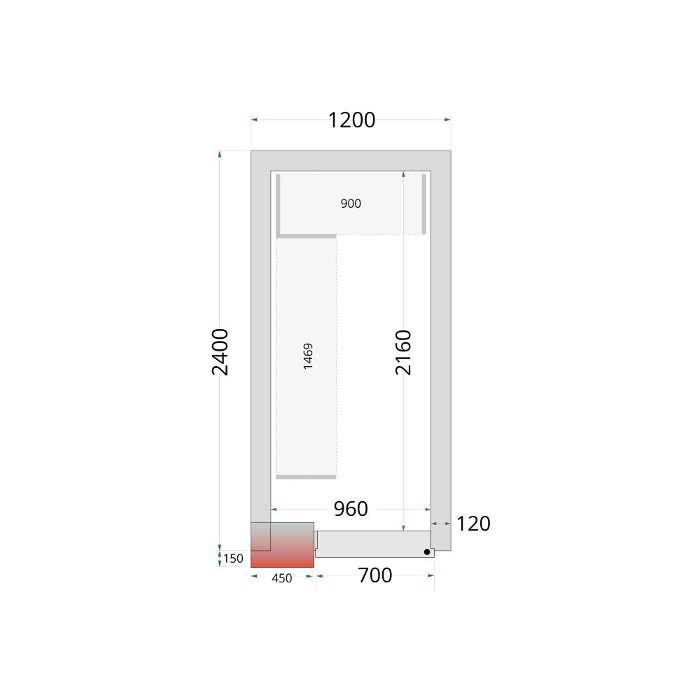 CRNF1224 Chambre froide négative  (Complet avec monobloc)
