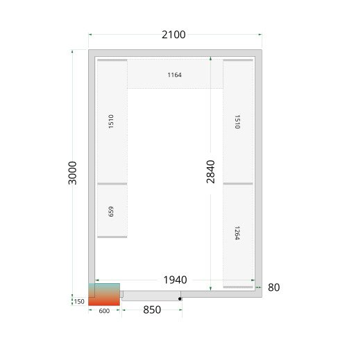 CR 210x300x220 WD Koelcelpanelen 80 mm