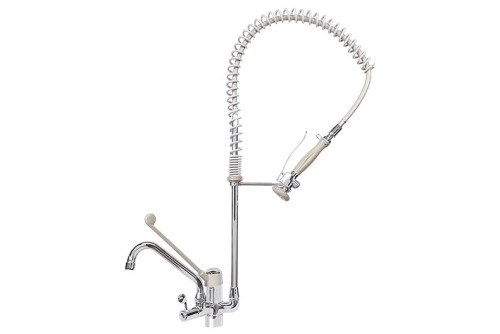 CLASSIC EENGATS VOORSPOELDOUCHE MET TUSSENKRAAN MET ELLEBOOGBEDIENING