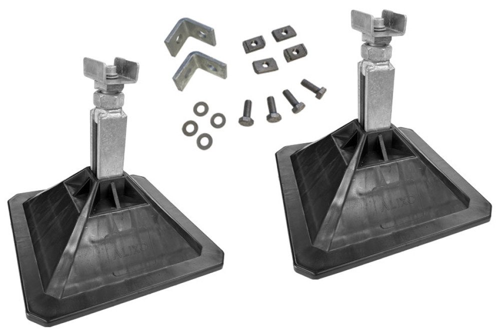 SET 2 ALIXO VOETEN 305X305MM INCL. STEUN VR BEVESTIGING MONTAGERAILS H=225-350MM