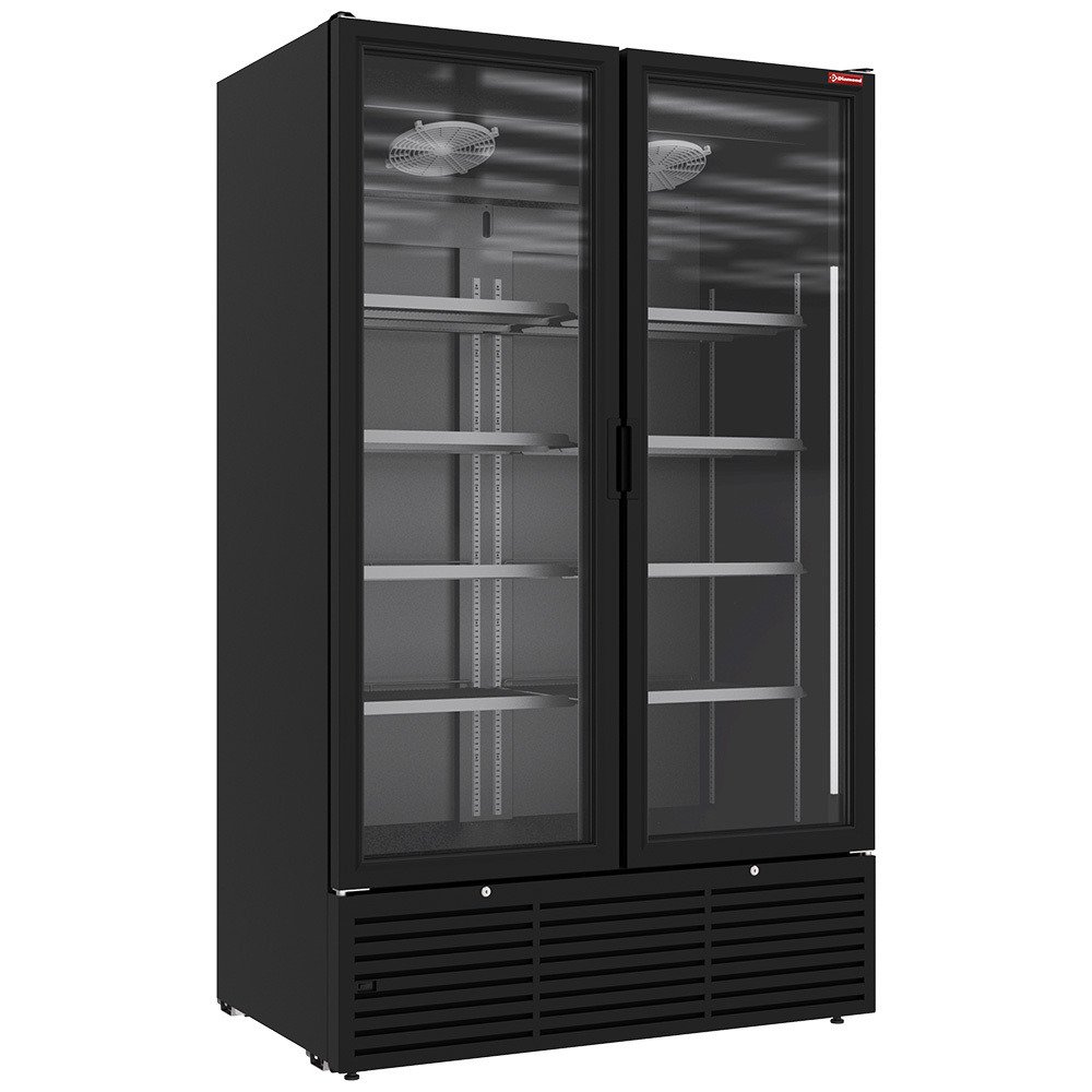 DRP12-2B | Positieve gekoelde vitrine 1142 liter, 2 draaideuren - ZWART
