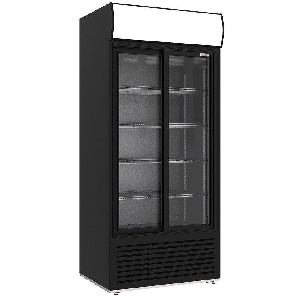 WR-80AC-SB | Vitrine ventilée positive, 783 litres, 2 portes coulissantes, avec caisson lumineux, NOIRE