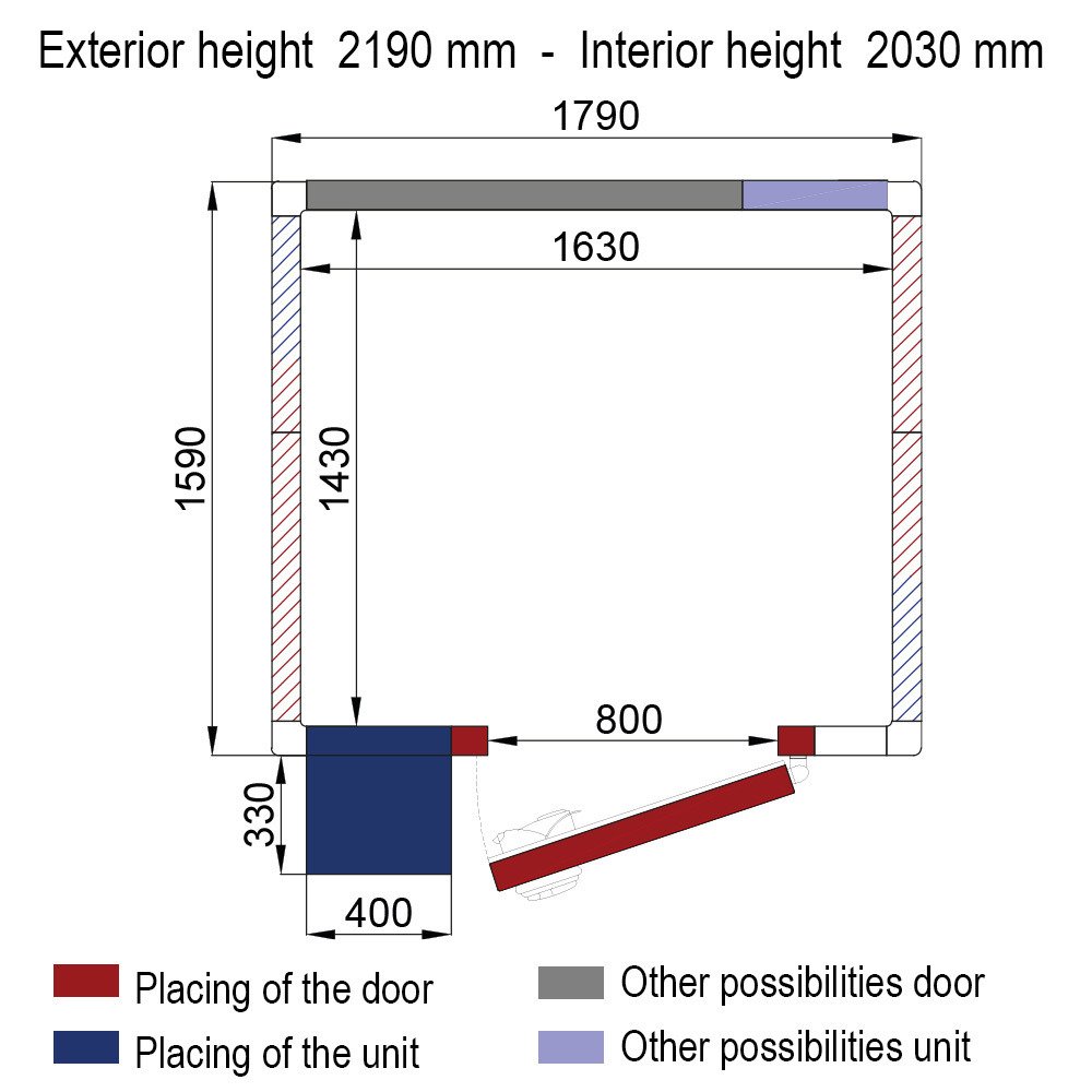 WR-Z1916-8T-R2 | Chambre ISO 80 avec groupe, dim.int. 1630 x 1430 x h2030mm (4,73m³)