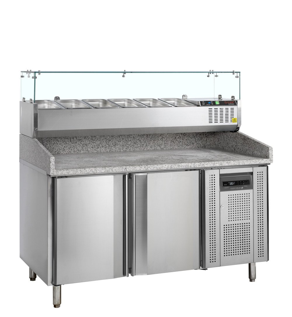 PT1200 + GVC38-150 Table à pizza avec module pour garniture