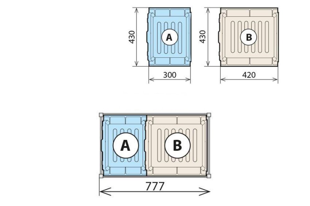 FCA-6411-000 | COMBINATIE RETENTIEBAK NIVEAU 460X750MM FERMOSTOCK 6611/6622/6811 - 1xA 1XB