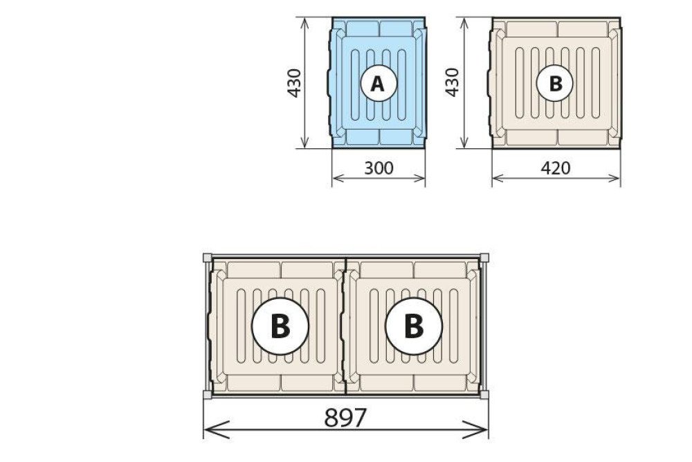 FCA-6412-000 | COMBINAISON BAC DE RETENTION 460X870MM FERMOSTOCK 6611/6622/6811 - 2XB
