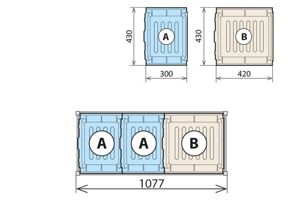FCA-6414-000 | COMBINATIE RETENTIEBAK NIVEAU 460X1050MM FERMOSTOCK 6611/6622/6811 - 2xA 1XB