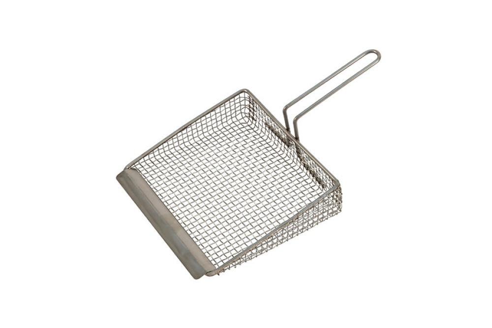 DRF-2121-000 | PLATTE FRIETSCHEP RVS - 220X190MM GEVLOCHTEN DRAAD - MET SCHRAPER