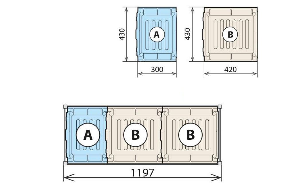 FCA-6415-000 | COMBINATIE RETENTIEBAK NIVEAU 460X1170MM FERMOSTOCK 6611/6622/6811 - 1XA 2XB