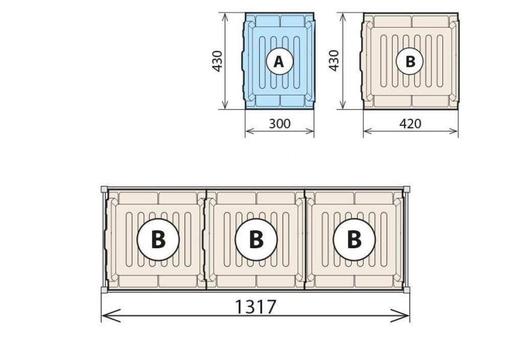 FCA-6416-000 | COMBINAISON BAC DE RETENTION 460X1290MM FERMOSTOCK 6611/6622/6811 - 3XB