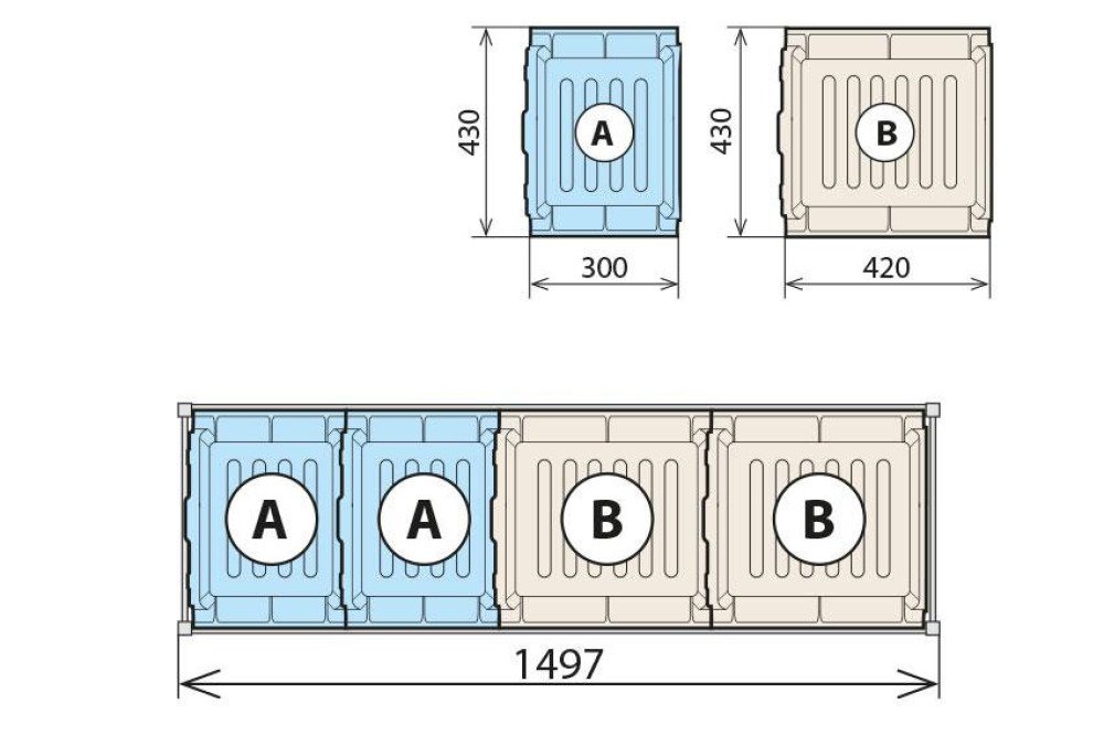 FCA-6417-000 | COMBINAISON BAC DE RETENTION 460X1470MM FERMOSTOCK 6611/6622/6811 - 2XA 2XB