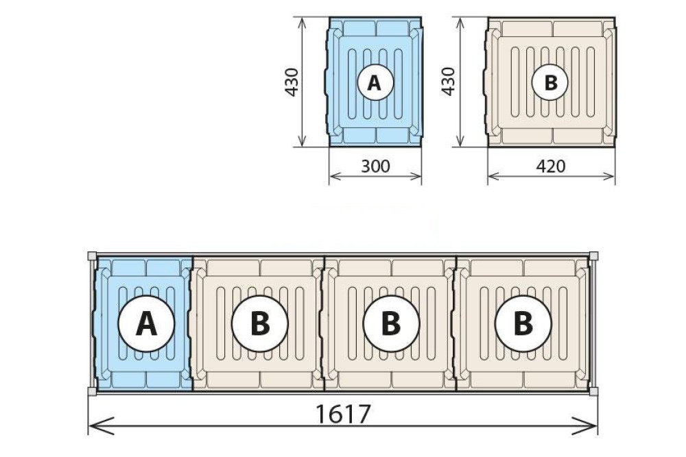FCA-6418-000 | COMBINATIE RETENTIEBAK NIVEAU 460X1590MM FERMOSTOCK 6611/6622/6811 - 1XA 3XB