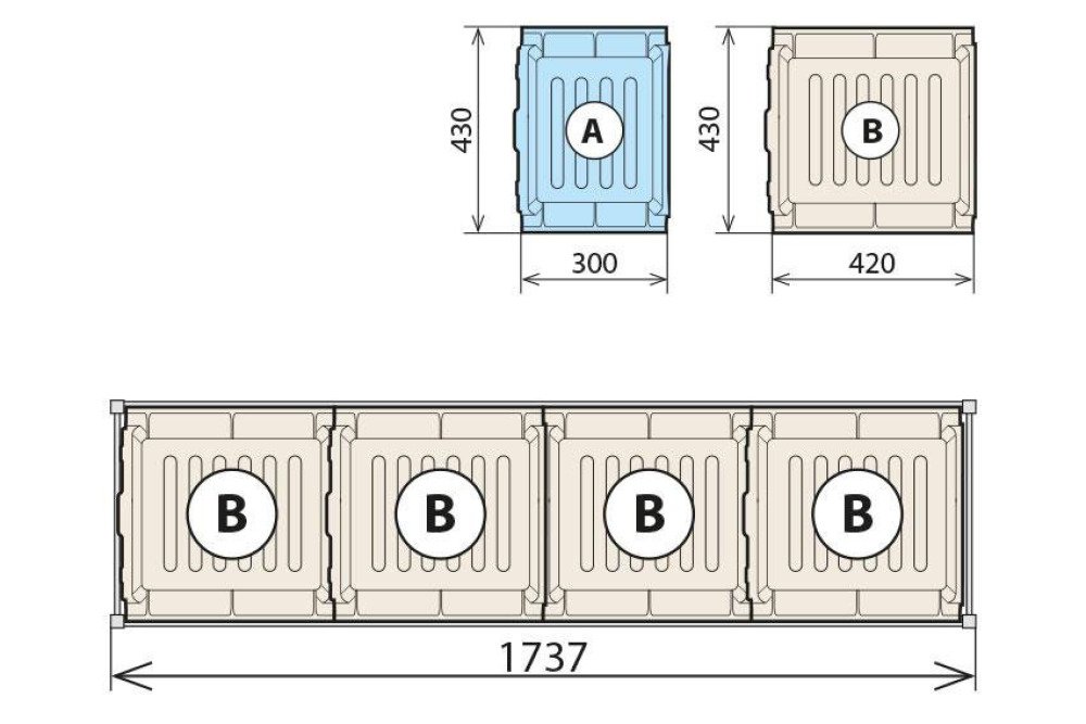 FCA-6419-000 | COMBINAISON BAC DE RETENTION 460X1710MM FERMOSTOCK 6611/6622/6811 - 4XB