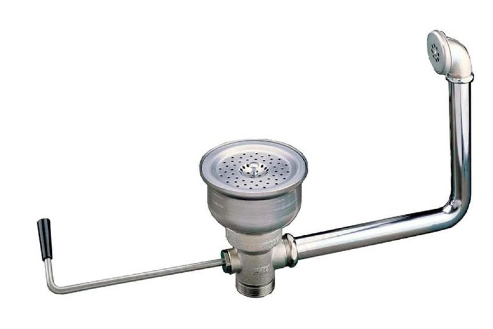 Afvoer spoelbak met gebogen draaihendel - met complete overloopkit - 2'