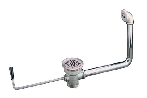 Afvoer spoelbak met gebogen draaihendel - met complete overloopkit - 2'
