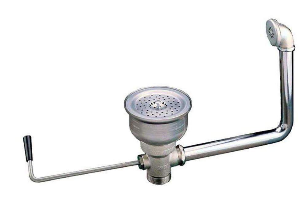 Afvoer spoelbak met gebogen draaihendel - met complete overloopkit - 1-1/2'