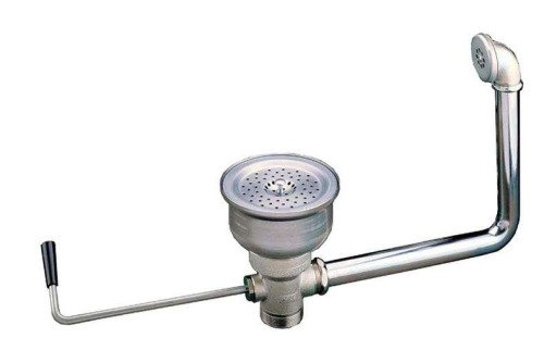 Afvoer spoelbak met gebogen draaihendel - met complete overloopkit - 1-1/2'