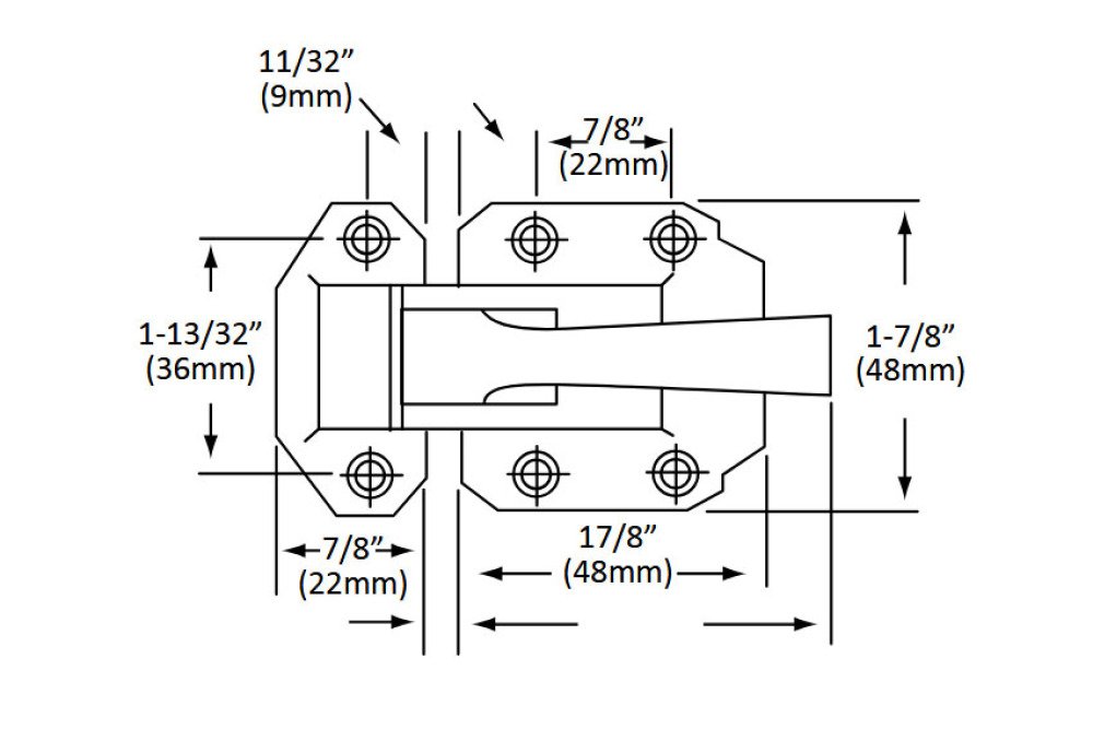 HWL-1001-845 | HORIZONTALE SLUITING - VERCHROOMD ZAMAC INTENSIEF GEBRUIK - OPSLAG 0, 3 OF 10MM