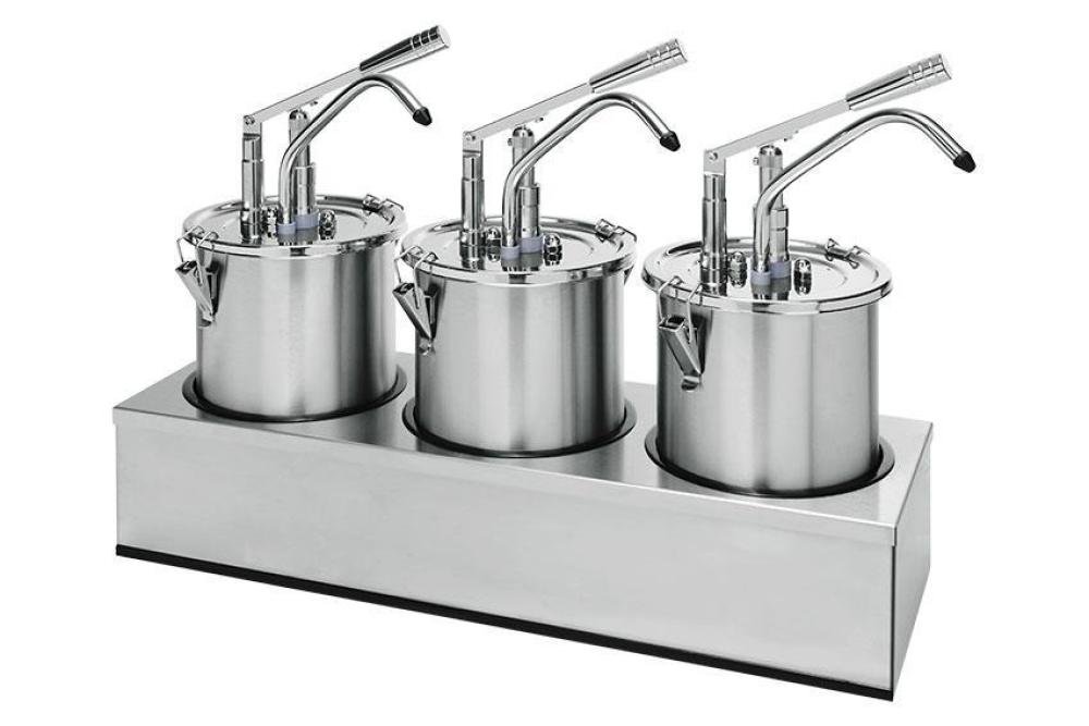 KSD-1030-000 | POMPE A SAUCE PREMIUM EN INOX AVEC RECIPIENT 4.5L ET COUVERCLE, SET 3